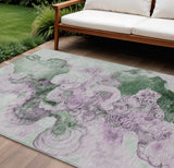 8' X 10' Sage And Lavender Abstract Washable Indoor Outdoor Area Rug