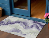 3' X 5' Lavender And Mint Green Abstract Washable Indoor Outdoor Area Rug