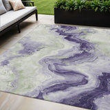 5' X 8' Lavender And Mint Green Abstract Washable Indoor Outdoor Area Rug
