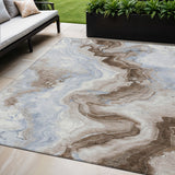 5' X 8' Taupe And Ivory Abstract Washable Indoor Outdoor Area Rug