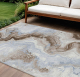 8' X 10' Taupe And Ivory Abstract Washable Indoor Outdoor Area Rug