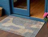 3' X 5' Gray And Gold Abstract Washable Indoor Outdoor Area Rug