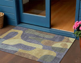 3' X 5' Purple And Gold Abstract Washable Indoor Outdoor Area Rug