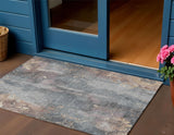3' X 5' Gray And Beige Floral Washable Indoor Outdoor Area Rug
