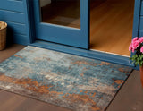 3' X 5' Teal Blue And Copper Abstract Washable Indoor Outdoor Area Rug