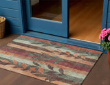 3' X 5' Terra Cotta And Sage Floral Washable Indoor Outdoor Area Rug