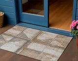 3' X 5' Copper And Gray Geometric Washable Indoor Outdoor Area Rug