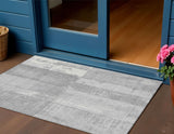 3' X 5' Gray And Silver Geometric Washable Indoor Outdoor Area Rug