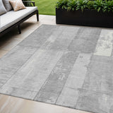 5' X 8' Gray And Silver Geometric Washable Indoor Outdoor Area Rug