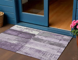 3' X 5' Purple And Gray Geometric Washable Indoor Outdoor Area Rug