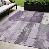 5' X 8' Purple And Gray Geometric Washable Indoor Outdoor Area Rug
