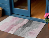 3' X 5' Pink And Charcoal Abstract Washable Indoor Outdoor Area Rug