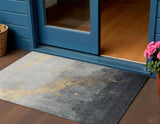 3' X 5' Gold And Charcoal Abstract Washable Indoor Outdoor Area Rug