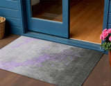 3' X 5' Lavender And Charcoal Abstract Washable Indoor Outdoor Area Rug