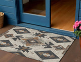3' X 5' Beige Brown And Charcoal Aztec Washable Indoor Outdoor Area Rug