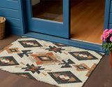 3' X 5' Ivory Orange And Charcoal Aztec Washable Indoor Outdoor Area Rug