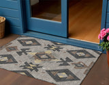 3' X 5' Taupe Charcoal And Wheat Aztec Washable Indoor Outdoor Area Rug