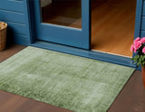 3' X 5' Artichoke Green And Ivory Abstract Washable Indoor Outdoor Area Rug