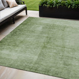 5' X 8' Artichoke Green And Ivory Abstract Washable Indoor Outdoor Area Rug