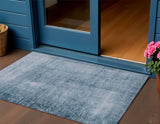 3' X 5' Denim Blue And Ivory Abstract Washable Indoor Outdoor Area Rug