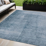 5' X 8' Denim Blue And Ivory Abstract Washable Indoor Outdoor Area Rug