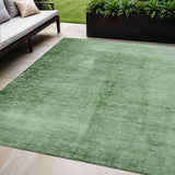 5' X 8' Green And Ivory Abstract Washable Indoor Outdoor Area Rug