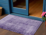 3' X 5' Purple And Ivory Abstract Washable Indoor Outdoor Area Rug