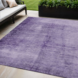 5' X 8' Purple And Ivory Abstract Washable Indoor Outdoor Area Rug