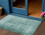 3' X 5' Teal Blue And Ivory Abstract Washable Indoor Outdoor Area Rug