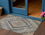 3' X 5' Khaki And Gray Aztec Washable Indoor Outdoor Area Rug