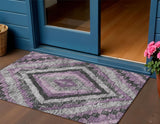 3' X 5' Lavender And Gray Aztec Washable Indoor Outdoor Area Rug