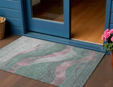 3' X 5' Sage And Blush Abstract Washable Indoor Outdoor Area Rug