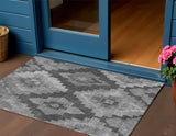 3' X 5' Gray And Charcoal Aztec Washable Indoor Outdoor Area Rug