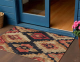 3' X 5' Rust And Charcoal Aztec Washable Indoor Outdoor Area Rug