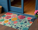 3' X 5' Teal Blue Pink And Orange Geometric Washable Indoor Outdoor Area Rug