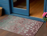 3' X 5' Blush And Emerald Floral Washable Indoor Outdoor Area Rug