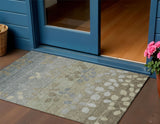 3' X 5' Khaki And Gray Floral Washable Indoor Outdoor Area Rug