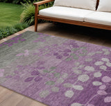8' X 10' Purple And Gray Floral Washable Indoor Outdoor Area Rug