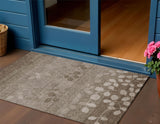3' X 5' Taupe And Beige Floral Washable Indoor Outdoor Area Rug