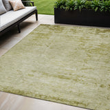 5' X 8' Artichoke Green And Ivory Abstract Washable Indoor Outdoor Area Rug