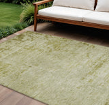 8' X 10' Artichoke Green And Ivory Abstract Washable Indoor Outdoor Area Rug
