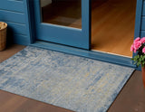 3' X 5' Navy Blue And Beige Abstract Washable Indoor Outdoor Area Rug