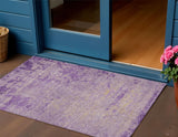 3' X 5' Purple And Beige Abstract Washable Indoor Outdoor Area Rug