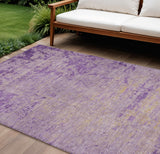 8' X 10' Purple And Beige Abstract Washable Indoor Outdoor Area Rug