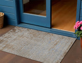 3' X 5' Taupe And Denim Blue Abstract Washable Indoor Outdoor Area Rug
