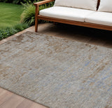 8' X 10' Taupe And Denim Blue Abstract Washable Indoor Outdoor Area Rug