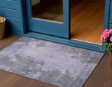 3' X 5' Purple And Gray Abstract Washable Indoor Outdoor Area Rug