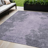 5' X 8' Purple And Gray Abstract Washable Indoor Outdoor Area Rug