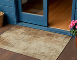 3' X 5' Beige And Brown Abstract Washable Indoor Outdoor Area Rug