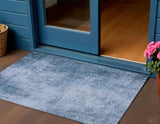 3' X 5' Blue And Sky Blue Abstract Washable Indoor Outdoor Area Rug